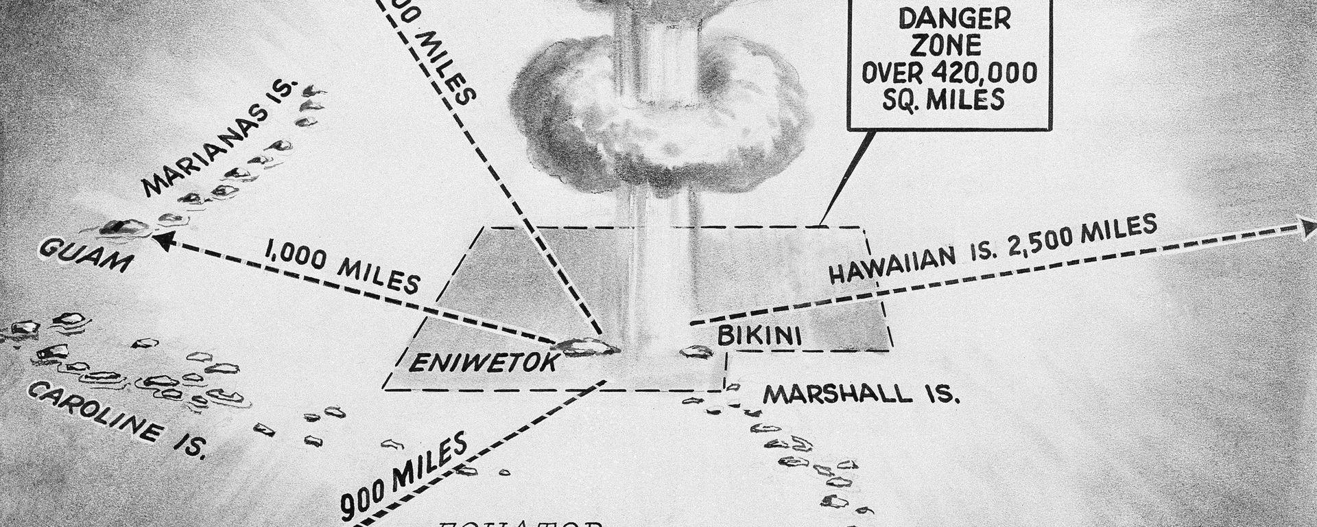 This April 27, 1956, file photo shows the area in which the United States hydrogen bomb tests will take place in the Pacific Ocean. North Korea said it successfully detonated a hydrogen bomb in its latest nuclear test Sunday, Sept. 3, 2017. Outside experts haven't been able to verify that claim, but say it's plausible. If true, it would represent a major step forward in North Korea's effort to develop a nuclear weapon capable of reaching the United States. This April 27, 1956, file photo shows the area in which the United States hydrogen bomb tests will take place in the Pacific Ocean. North Korea said it successfully detonated a hydrogen bomb in its latest nuclear test Sunday, Sept. 3, 2017. Outside experts haven't been able to verify that claim, but say it's plausible. If true, it would represent a major step forward in North Korea's effort to develop a nuclear weapon capable of reaching the United States. - Sputnik International, 1920, 17.10.2022