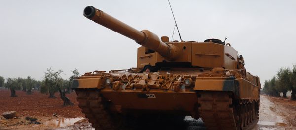 A Turkish military tank is seen near Mount Barsaya, northeast of Afrin, Syria January 23, 2018 A Turkish military tank is seen near Mount Barsaya, northeast of Afrin, Syria January 23, 2018 - Sputnik International