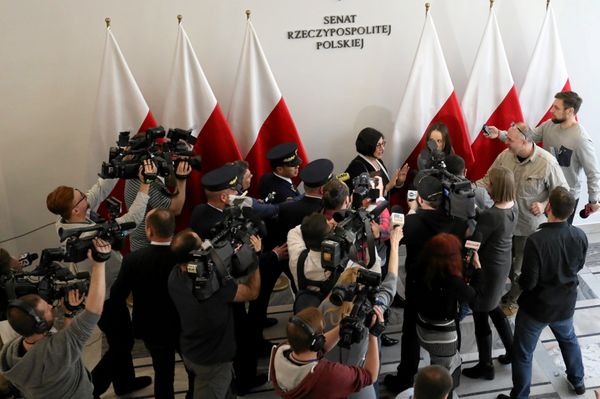 Israel's Ambassador to Poland, Anna Azari, speaks to the media after a meeting with Poland's Senate Marshal Stanislaw Karczewski, in Warsaw, Poland January 31, 2018 Israel's Ambassador to Poland, Anna Azari, speaks to the media after a meeting with Poland's Senate Marshal Stanislaw Karczewski, in Warsaw, Poland January 31, 2018 - Sputnik International