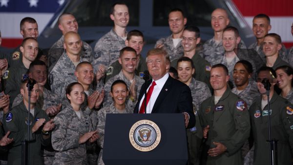 President Donald Trump speaks to military personnel and their families at Andrews Air Force Base, Friday, Sept. 15, 2017, in Andrews Air Force Base, Md. President Donald Trump speaks to military personnel and their families at Andrews Air Force Base, Friday, Sept. 15, 2017, in Andrews Air Force Base, Md. - Sputnik International