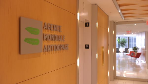 Logo of World Anti-Doping Agency or Agence Mondiale Antidopage (WADA) at the headquarter of the organisation in Montreal. (File) - Sputnik International