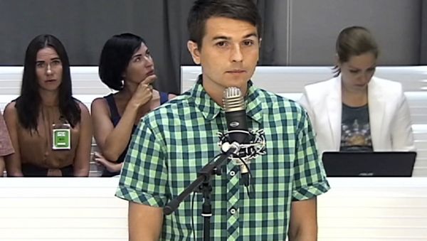 In this screen grab taken from video on Thursday, July 20, 2017, Russian computer programmer Stanislav Lisov attends a court hearing at the Spanish National Court in Madrid, on extradition request to the U.S. for alleged crimes related to the 'NeverQuest' malicious software, which syphoned 855,000 U.S. dollars (743,000 euros) from bank clients in the country - Sputnik International