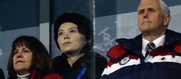 US Vice President Mike Pence (R), North Korea's Kim Jong Un’s sister Kim Yo Jong (C) and wife of US Vice President Karen Pence attend the opening ceremony of the Pyeongchang 2018 Winter Olympic Games at the Pyeongchang Stadium - Sputnik International