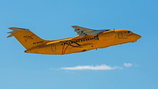 The Samara Airlines An-148 RA-61704 plane during take-off at Domodedovo airport. Archive photo from May 2017. The Saratov Airlines flight 703 Moscow-Orsk crashed on February 11, 2018 in the Moscow Region - Sputnik International