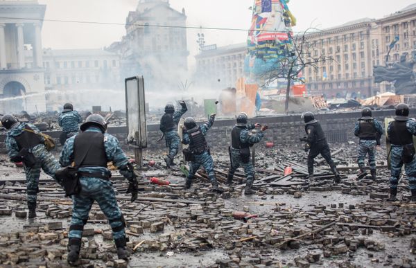 Police officers are seen on Maidan Nezalezhnosti square in Kiev, where clashes began between protesters and the police. (File) Police officers are seen on Maidan Nezalezhnosti square in Kiev, where clashes began between protesters and the police. (File) - Sputnik International