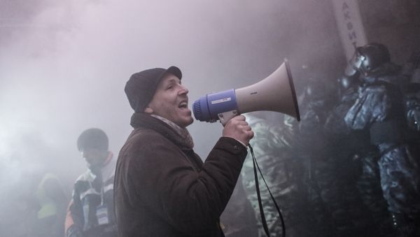 Andriy Parubiy, member of the Yulia Tymoshenko Bloc, on Maidan Square in Kiev. (File) - Sputnik International