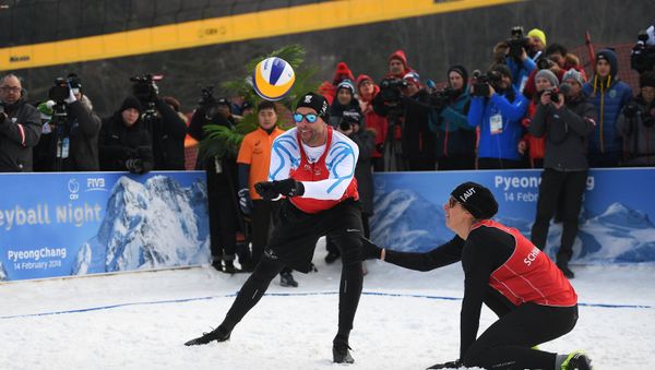 2018 Winter Olympics. Snow volleyball at Austria House - Sputnik International