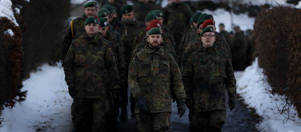 German Bundeswehr soldiers of the 122th Infantry Battalion take part in a farewell ceremony in Oberviechtach, Germany, Thursday, Jan. 19, 2017 German Bundeswehr soldiers of the 122th Infantry Battalion take part in a farewell ceremony in Oberviechtach, Germany, Thursday, Jan. 19, 2017 - Sputnik International