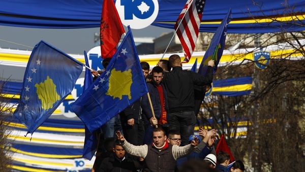 People take part in celebrations of the 10th anniversary of Kosovo's independence in Pristina, Kosovo February 17, 2018 People take part in celebrations of the 10th anniversary of Kosovo's independence in Pristina, Kosovo February 17, 2018 - Sputnik International