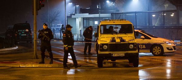 Police guard the entrance to the United States embassy building in Podgorica, Montenegro, February 22, 2018 Police guard the entrance to the United States embassy building in Podgorica, Montenegro, February 22, 2018 - Sputnik International
