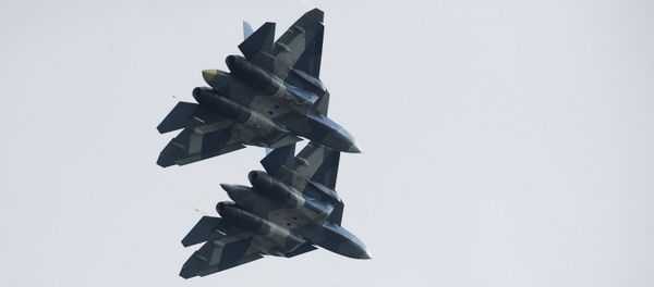 Russian Su-57 fifth-generation fighter aircrafts at the International Aviation and Space Salon MAKS-2017 Russian Su-57 fifth-generation fighter aircrafts at the International Aviation and Space Salon MAKS-2017 - Sputnik International