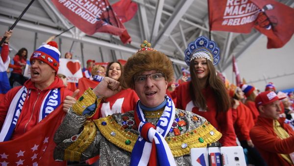 Russian fans at the final match between Russia and Germany in the men's ice hockey tournament at the 2018 Winter Olympics - Sputnik International