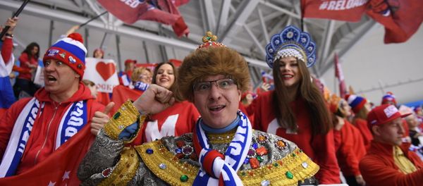 Russian fans at the final match between Russia and Germany in the men's ice hockey tournament at the 2018 Winter Olympics Russian fans at the final match between Russia and Germany in the men's ice hockey tournament at the 2018 Winter Olympics - Sputnik International