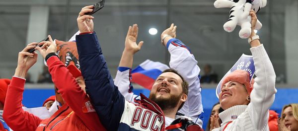 Russian sports fans celebrate a goal during the final match between Russia and Germany in the men's ice hockey tournament at the 2018 Winter Olympics Russian sports fans celebrate a goal during the final match between Russia and Germany in the men's ice hockey tournament at the 2018 Winter Olympics - Sputnik International