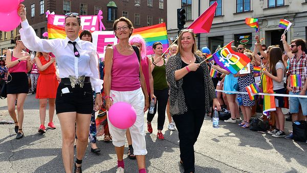 Members of the Swedish Feministiskt initiativ in the final Pride Parade during Stockholm Pride in 2014 - Sputnik International