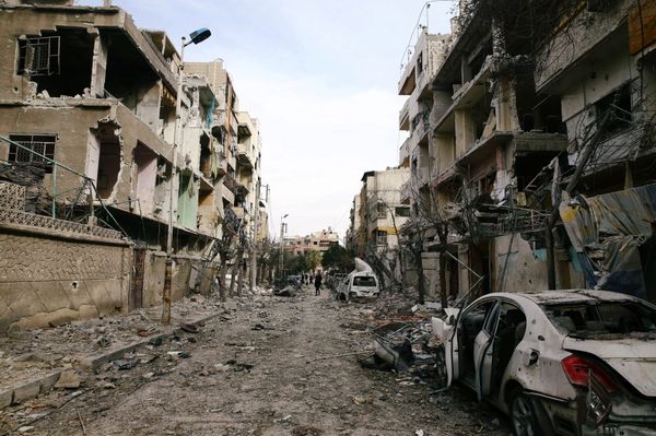 Damaged buildings are seen in the besieged town of Douma, Eastern Ghouta, Damascus, Syria February 25, 2018 Damaged buildings are seen in the besieged town of Douma, Eastern Ghouta, Damascus, Syria February 25, 2018 - Sputnik International