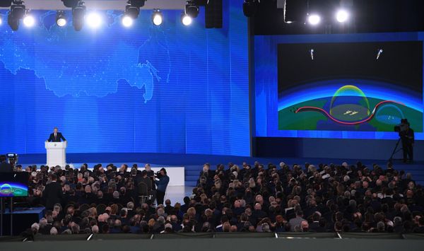 Russian President Vladimir Putin delivers his annual Presidential Address to the Federal Assembly at the Manezh Central Exhibition Hall Russian President Vladimir Putin delivers his annual Presidential Address to the Federal Assembly at the Manezh Central Exhibition Hall - Sputnik International