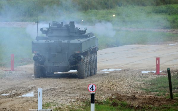 The K-17 Bumerang infantry fighting vehicle seen here during the Polite People show as part of Third International Military-Technical Forum Army 2017 held in the Moscow Region. The K-17 Bumerang infantry fighting vehicle seen here during the Polite People show as part of Third International Military-Technical Forum Army 2017 held in the Moscow Region. - Sputnik International