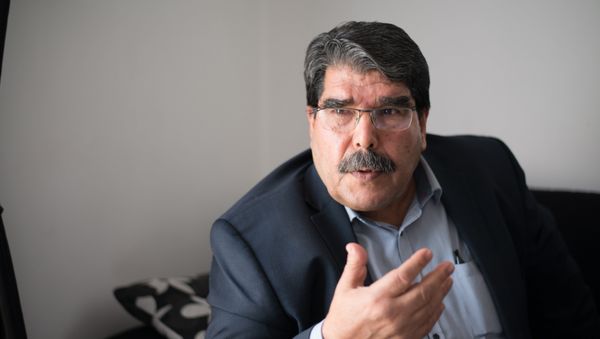 Saleh Muslim, co-president of the Syrian Kurdish Democratic Union Party (PYD), speaks during an interview in Marseille, southern France, on December 1, 2013. - Sputnik International