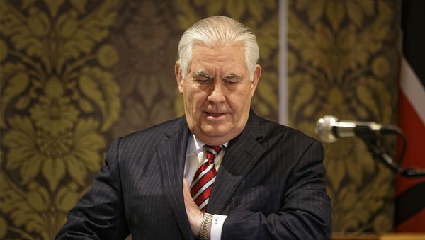 U.S. Secretary of State Rex Tillerson arrives to speak to the media at a joint press conference with Kenya's Cabinet Secretary for Foreign Affairs Monica Juma, at an hotel in Nairobi, Kenya Friday, March 9, 2018. - Sputnik International