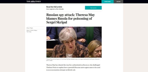 Screengrab of The Times' piece on May's remarks. Screengrab of The Times' piece on May's remarks. - Sputnik International
