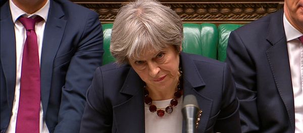 Britain's Prime Minister Theresa May reacts as the leader of the Labour Party Jeremy Corbyn responds to her address to the House of Commons on her government's reaction to the poisoning of former Russian intelligence officer Sergei Skripal and his daughter Yulia in Salisbury, in London, March 14, 2018 Britain's Prime Minister Theresa May reacts as the leader of the Labour Party Jeremy Corbyn responds to her address to the House of Commons on her government's reaction to the poisoning of former Russian intelligence officer Sergei Skripal and his daughter Yulia in Salisbury, in London, March 14, 2018 - Sputnik International