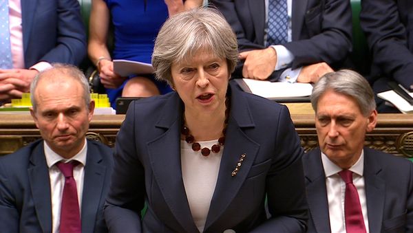 Britain's Prime Minister Theresa May addresses the House of Commons on her government's reaction to the poisoning of former Russian intelligence officer Sergei Skripal and his daughter Yulia in Salisbury, in London, March 14, 2018 - Sputnik International