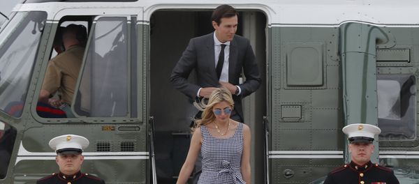 Ivanka Trump and her husband Jared Kushner step off Marine One helicopter and make the walk across the tarmac before boarding Air Force One before President Donald Trump's departure from Andrews Air Force Base. File photo Ivanka Trump and her husband Jared Kushner step off Marine One helicopter and make the walk across the tarmac before boarding Air Force One before President Donald Trump's departure from Andrews Air Force Base. File photo - Sputnik International