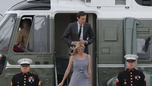 Ivanka Trump and her husband Jared Kushner step off Marine One helicopter and make the walk across the tarmac before boarding Air Force One before President Donald Trump's departure from Andrews Air Force Base. File photo Ivanka Trump and her husband Jared Kushner step off Marine One helicopter and make the walk across the tarmac before boarding Air Force One before President Donald Trump's departure from Andrews Air Force Base. File photo - Sputnik International