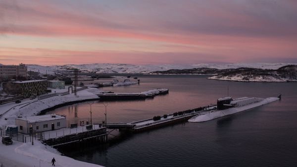 The Project 667BDRM Yury Dolgoruky nuclear ballistic missile submarine of the Russian Navy's Northern Fleet in Gadzhiyevo in the Murmansk Region - Sputnik International