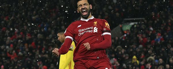 Liverpool's Mohamed Salah celebrates scoring his hat-trick during the English Premier League soccer match between Liverpool and Watford at Anfield, Liverpool, England - Sputnik International