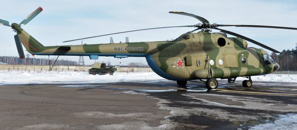 Mi-8 MTV-5-1 helicopter with the Rychag AV electronic warfare complex at the Kazan Optical-Mechanical Plant (KOMZ). File photo Mi-8 MTV-5-1 helicopter with the Rychag AV electronic warfare complex at the Kazan Optical-Mechanical Plant (KOMZ). File photo - Sputnik International
