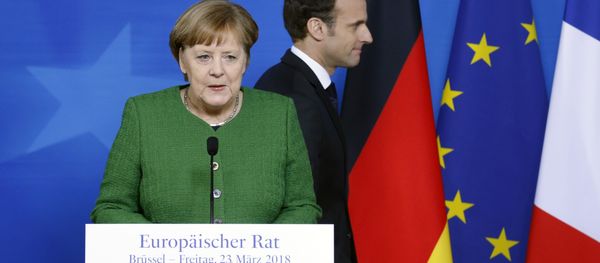 German Chancellor Angela Merkel and France's President Emmanuel Macron hold joint news conference at a European Union leaders summit in Brussels, Belgium German Chancellor Angela Merkel and France's President Emmanuel Macron hold joint news conference at a European Union leaders summit in Brussels, Belgium - Sputnik International