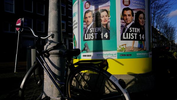 Thierry Baudet (Forum for Democracy) campaign posters are seen during the local council election in Amsterdam, the Netherlands - Sputnik International