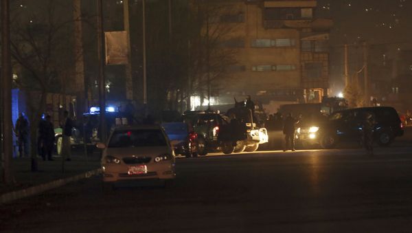 Security forces block the road at the site of an explosion in center of Kabul - Sputnik International