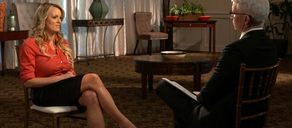 This image released by CBS News shows Stormy Daniels, left, during an interview with Anderson Cooper which will air on Sunday, March 25, 2018, on 60 Minutes. - Sputnik International