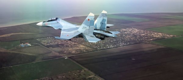 A Sukhoi Su-30SM Flanker-C fighter during the Aviadarts 2018 international competition in Krasnodar Territory. Image taken through glass A Sukhoi Su-30SM Flanker-C fighter during the Aviadarts 2018 international competition in Krasnodar Territory. Image taken through glass - Sputnik International