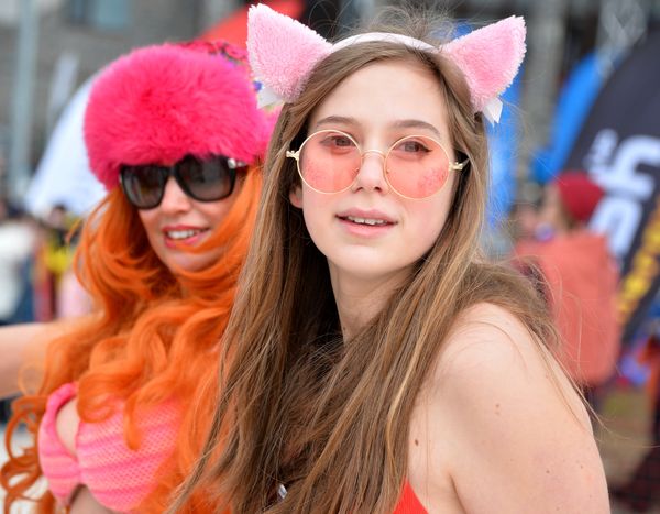 Participants in the BoogelWoogel-2018 carnival are seen here after a mass downhill sliding in bikinis at the Rosa Khutor mountain ski resort, Sochi - Sputnik International