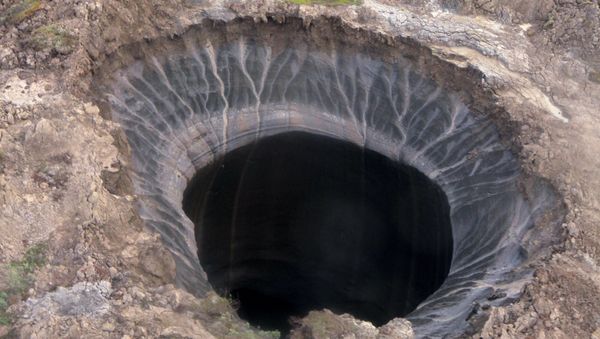 A view of a giant crater discovered in Yamalo-Nenets Autonomous Okrug. (File) - Sputnik International