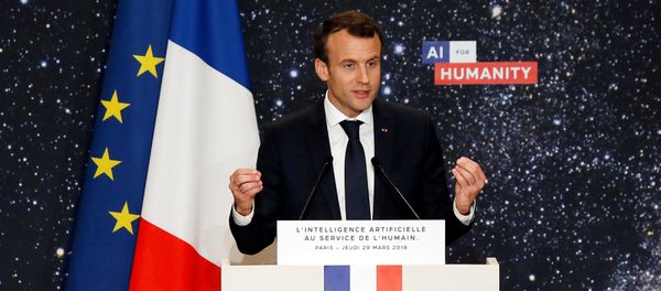 French President Emmanuel Macron delivers a speech during the Artificial Intelligence for Humanity event in Paris, France, March 29, 2018 - Sputnik International