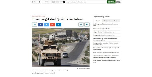 Screenshot of Sachs' piece for the Boston Globe. Screenshot of Sachs' piece for the Boston Globe. - Sputnik International