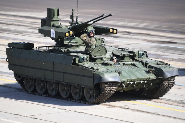 A Terminator armored fighting vehicle during a Victory Day Military Parade rehearsal at the Alabino military training ground in the Moscow Region - Sputnik International