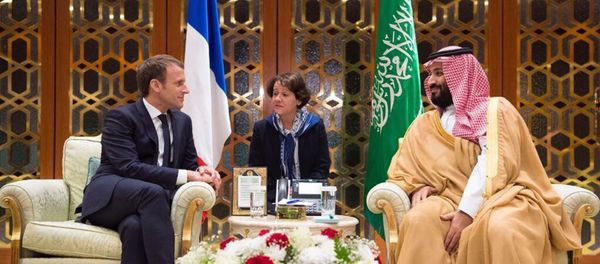 In this Thursday, Nov. 9, 2017, photo released by Saudi Press Agency, SPA, Saudi Crown Prince Mohammed bin Salman, right, meets with French President Emmanuel Macron upon his arrival in Riyadh, Saudi Arabia In this Thursday, Nov. 9, 2017, photo released by Saudi Press Agency, SPA, Saudi Crown Prince Mohammed bin Salman, right, meets with French President Emmanuel Macron upon his arrival in Riyadh, Saudi Arabia - Sputnik International