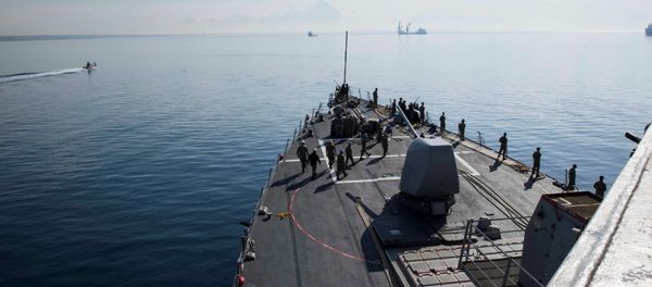 U.S. Navy sailors man the rails aboard the Arleigh Burke-class guided-missile destroyer USS Donald Cook as the ship departs Larnaca, Cyprus, April 9, 2018 U.S. Navy sailors man the rails aboard the Arleigh Burke-class guided-missile destroyer USS Donald Cook as the ship departs Larnaca, Cyprus, April 9, 2018 - Sputnik International