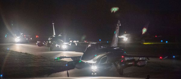 French Rafale fighter jets prepare to take off late April 13, 2018 from the Saint-Dizier military base in eastern France, in this picture released April 14, 2018 by the French Military French Rafale fighter jets prepare to take off late April 13, 2018 from the Saint-Dizier military base in eastern France, in this picture released April 14, 2018 by the French Military - Sputnik International
