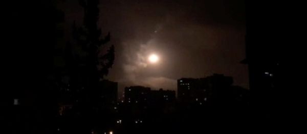Syria air defences strike back after air strikes by U.S., British and French forces in Damascus, Syria in this still image obtained from video dated early April 14, 2018 Syria air defences strike back after air strikes by U.S., British and French forces in Damascus, Syria in this still image obtained from video dated early April 14, 2018 - Sputnik International