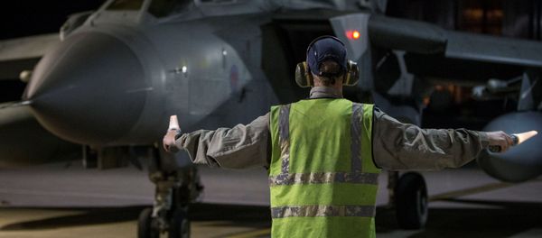An RAF Tornado taxis into its hangar in Akrotiri, Cyprus April 14, 2018, after completing its mission An RAF Tornado taxis into its hangar in Akrotiri, Cyprus April 14, 2018, after completing its mission - Sputnik International