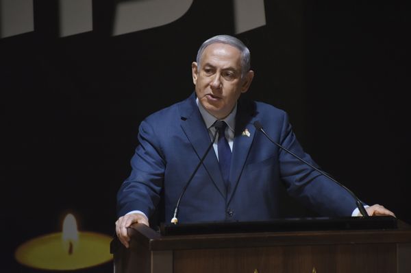 Israeli Prime Minister Benjamin Netanyahu speaks at the official ceremony for Israel's Memorial Day for fallen soldiers, at the National Memorial Hall for Israel's Fallen, in Mt. Herzl Military Cemetery, Jerusalem, Wednesday, April 18, 2018. - Sputnik International