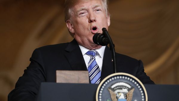 President Donald Trump speaks during a news conference with Japanese Prime Minister Shinzo Abe at Trump's private Mar-a-Lago club, Wednesday, April 18, 2018, in Palm Beach, Fla. - Sputnik International