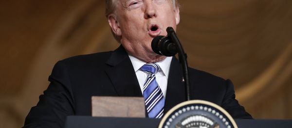 President Donald Trump speaks during a news conference with Japanese Prime Minister Shinzo Abe at Trump's private Mar-a-Lago club, Wednesday, April 18, 2018, in Palm Beach, Fla. President Donald Trump speaks during a news conference with Japanese Prime Minister Shinzo Abe at Trump's private Mar-a-Lago club, Wednesday, April 18, 2018, in Palm Beach, Fla. - Sputnik International